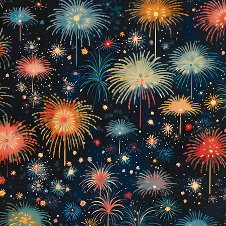 Stunning fireworks illuminate the night sky in a vibrant spectacle of color and light.の写真素材