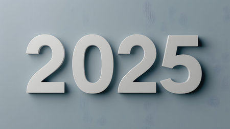 Minimalist 3D rendering of the year 2025 against a simple background