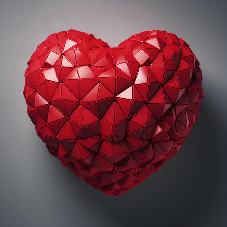 A stunning 3D render of a red heart with a polygonal structure. Perfect for Valentines or romantic...