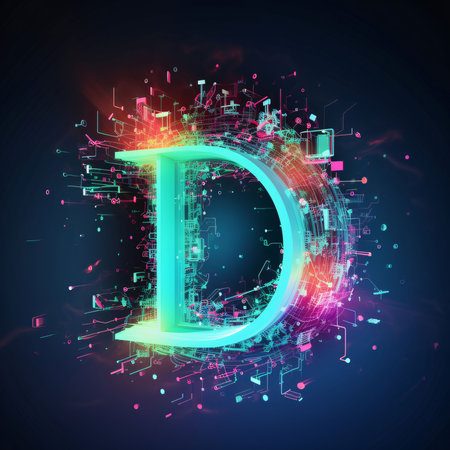 Graphic alphabet letters: Abstract digital letter D, technology background. Vector illustration. Eps...