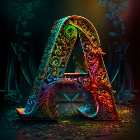 Graphic alphabet letters: Letter A. 3D render. Fantasy font. 3D illustrations.