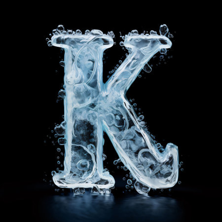 Graphic alphabet letters: One letter of the alphabet made of ice on a black background.の写真素材