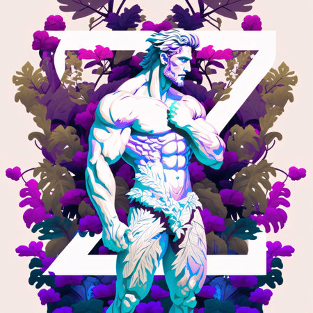 Graphic alphabet letters: Zodiac sign Virgo. Astrological horoscope. Zodiacal illustration.