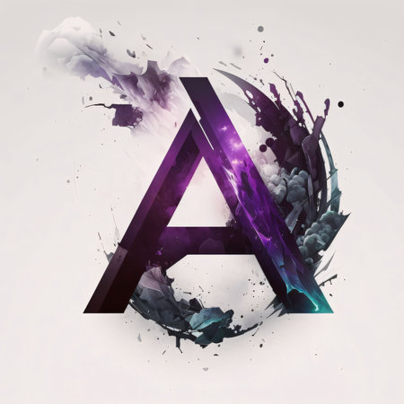 Graphic alphabet letters: Alphabet letter A painted in watercolor paint splashes. Vector...