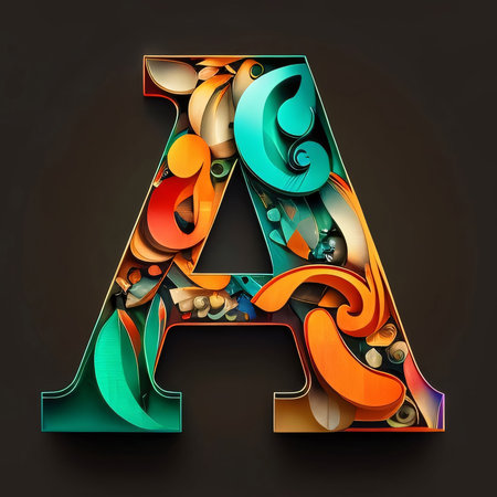 Graphic alphabet letters: Colorful Alphabet. Letter A. 3d Vector Illustration.