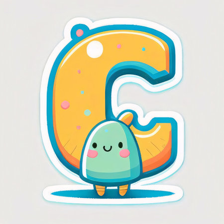Graphic alphabet letters: Cute cartoon character with letter C. Vector illustration for kids.の写真素材