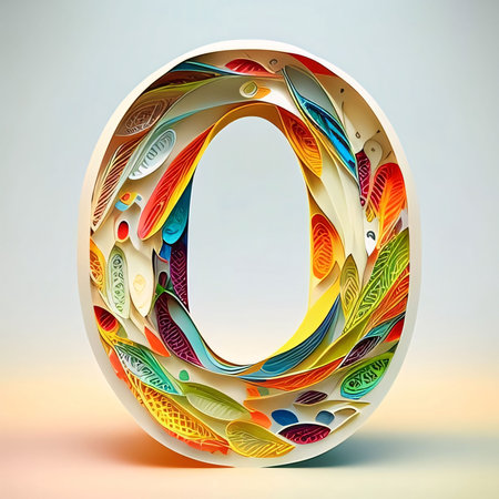 Graphic alphabet letters: Colorful letter O in the form of abstract figures. 3D illustrations