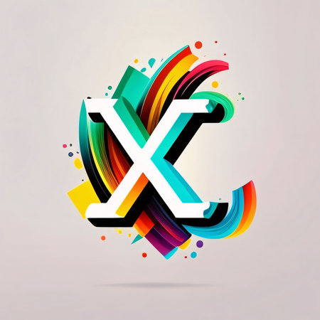 Graphic alphabet letters: X letter logo created with colorful abstract elements. Universal vector...