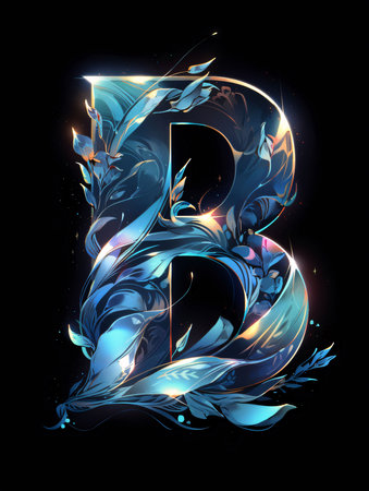 Graphic alphabet letters: Alphabet letter B in the form of a stylized flower.の写真素材
