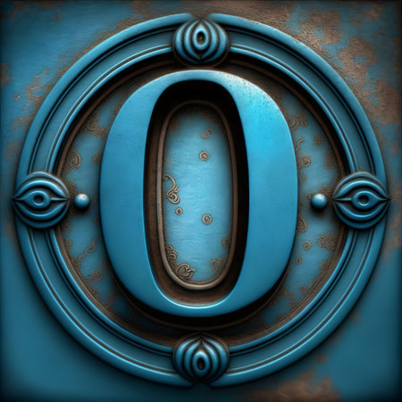 Graphic numbers: blue metal background with some damage on it from time and space for text