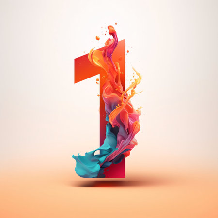 Graphic numbers: Colorful 3d letter and uppercase. 3d rendering