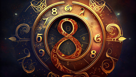 Graphic numbers: Zodiac sign. Zodiacal horoscope. Astrology background.