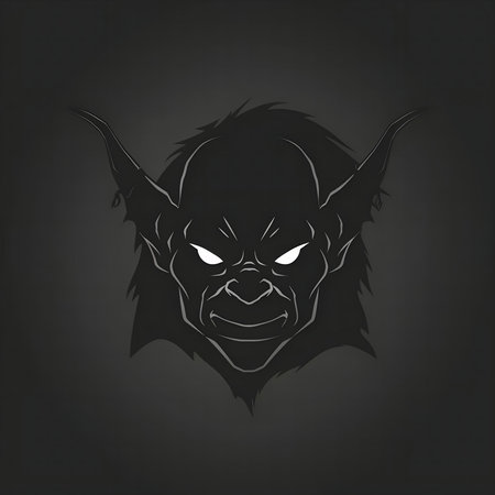 Dark fantasy illustration of a menacing goblin silhouette. Evil and scary.のイラスト素材