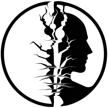 A symbolic image depicting a fractured mind, representing the challenges of mental health.のイラスト素材