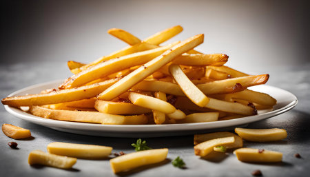 A plate of crispy french fries, golden brown and delicious, ready to be enjoyed.