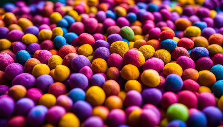 A close-up view of a collection of colorful smooth balls with various shades of colors.の写真素材
