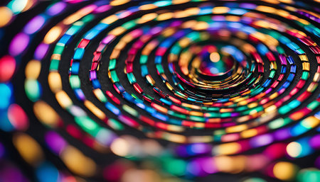 A close-up shot of a colorful spiral abstract design, highlighting the vibrant colors and intricate details of the texture.の写真素材