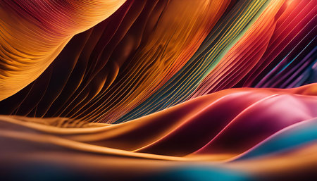 An abstract background with smooth colorful wavy lines, creating a dynamic and modern visual.の写真素材