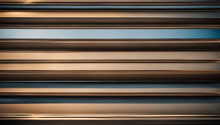 An abstract image of metallic stripes in a variety of shades.の写真素材