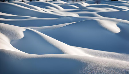 A close-up shot of snow-covered dunes, creating a captivating abstract pattern.の写真素材