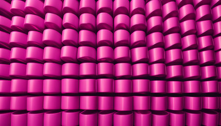 A 3D abstract image with a pink background showcasing a textured pattern of geometric shapes.の写真素材