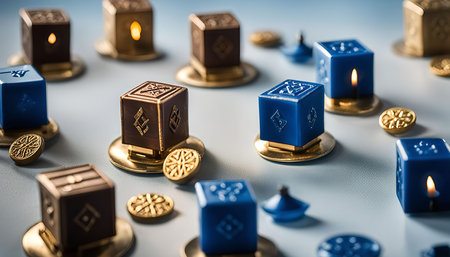 Blue and brown candles for the Jewish holiday of Hanukkah
