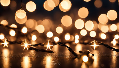 A string of lights with star-shaped bulbs, creating a warm and festive ambiance.