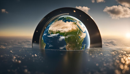 A stunning depiction of the Earth from space, showcasing our planet as a sphere against the backdrop...