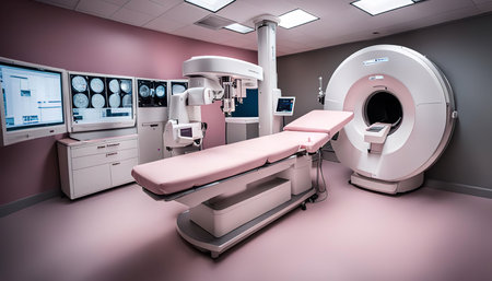 A modern medical clinic, featuring advanced imaging equipment for diagnosis and treatment. This room showcases the latest technology in healthcare.の写真素材