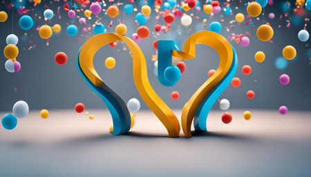 An abstract image of a heart shape formed by intertwined blue and yellow shapes, surrounded by...