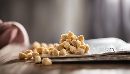 Close-up of a pile of brown sugar on a newspaper, perfect for a sweet treat or baking