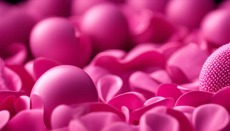 Abstract background with pink spheres and circle shapes in a soft focus.
