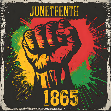 A powerful image commemorating Juneteenth, symbolizing freedom and the end of slavery in the United States.の写真素材