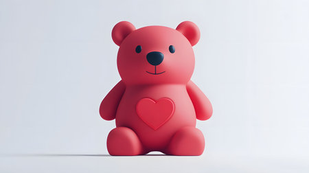 A charming red teddy bear with a heart on its chest. Perfect for Valentine's Day!の写真素材