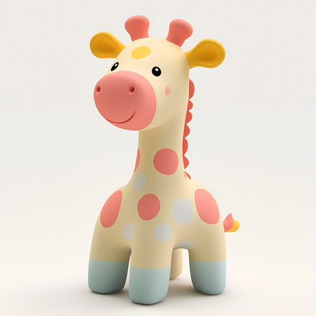 A charming cartoon giraffe toy. Perfect for kids room decor.の写真素材