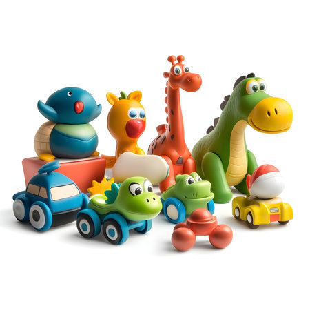 A delightful collection of colorful animal toys for kids. Perfect for imaginative play!の写真素材