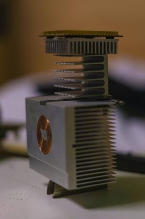 old aluminum cpu cooler heat sink isolated