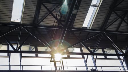 ceiling of an airport hall of industrial appearance
