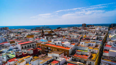 Aerial view of Cadiz from Torre Tavira Andalucia Spainの写真素材