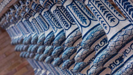 Detail of a ceramic balustrade in the Plaza de Espanaの写真素材
