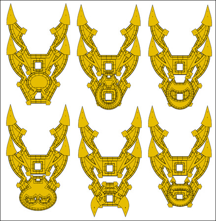 Vector illustration of a yellow samurai maskのイラスト素材