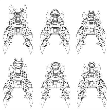 sketch Alien Monsters - vector setのイラスト素材