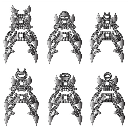 Steel Alien Monsters - vector setのイラスト素材