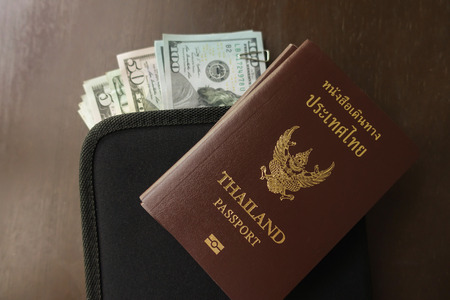 Thai passport with the moneyの写真素材