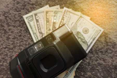 Camera and dollar plan for travelの写真素材