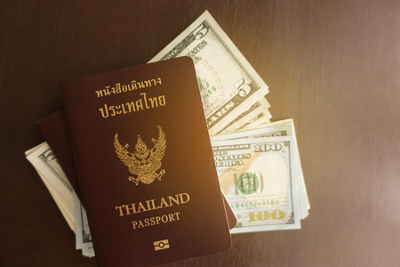 Thai passport with the moneyの写真素材