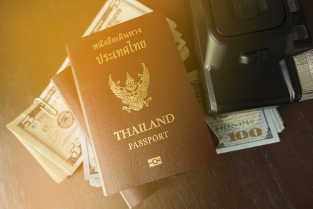 Thai passport with the moneyの写真素材