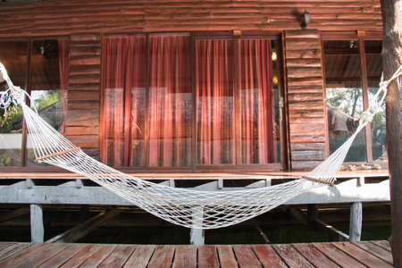 White Straw Hammock ,Empty hammock in houseのeditorial素材