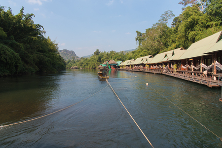 Home raft at Sagklaburi attractions Kanchanaburi , Thailandのeditorial素材