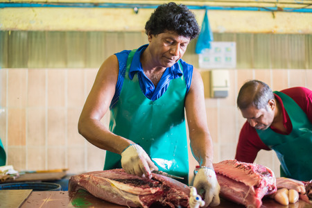 Male, Maldives - June 8, 2017: Area of fresh fish market on June 8, 2017 in Male, Maldivesのeditorial素材